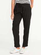 Old Navy Mid Rise Pleated Soft Pants For Women - Black