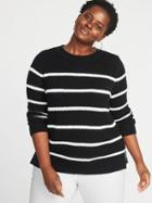 Old Navy Womens Plus-size Open-stitch Sweater Black White Stripe Size 2x