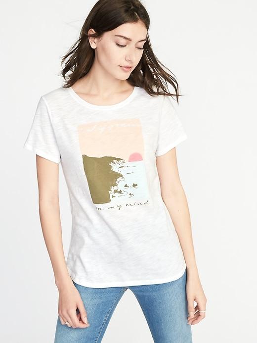Old Navy Womens Everywear Graphic Slub-knit Tee For Women California On My Mind Size M
