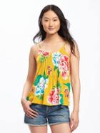 Old Navy Lightweight Pintuck Swing Tank For Women - Yellow Floral