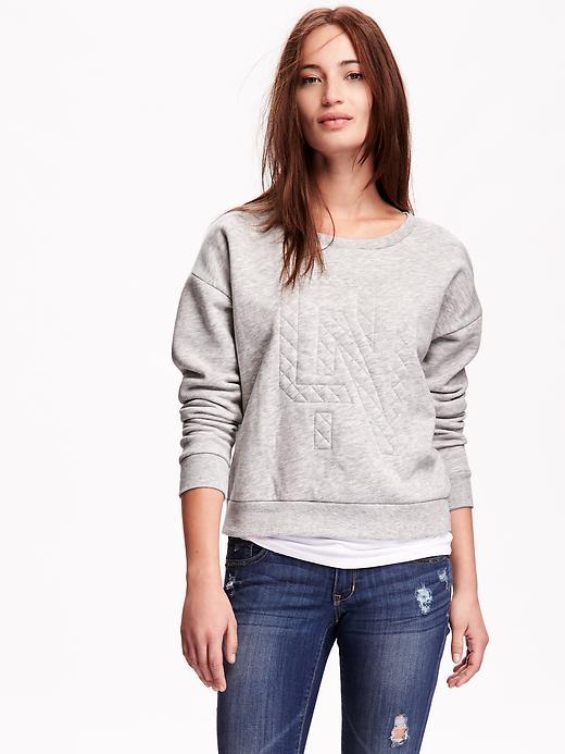 Old Navy Crew Neck Embroidered Logo Sweatshirt - Heather Grey