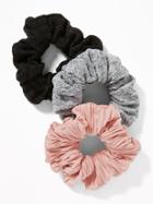 Old Navy Womens Scrunchie Hair-tie 3-pack For Women Black Stripe/blush/light Gray Size One Size