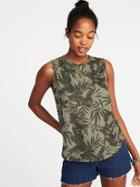 Old Navy Womens Relaxed Sleeveless Tie-back Top For Women Olive Floral Size L
