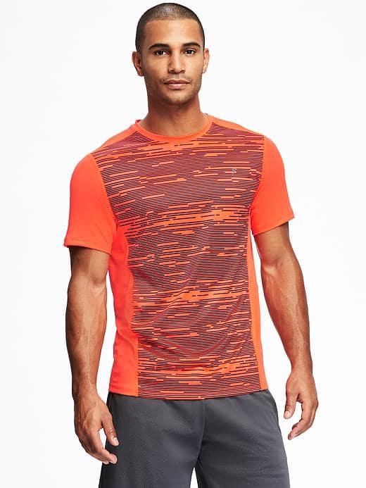 Old Navy Go Dry Printed Performance Tee For Men - Bright Orange
