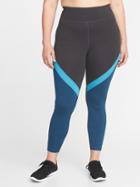 Old Navy Womens High-rise Color-block 7/8-length Plus-size Leggings Blue Colorblock Size 1x