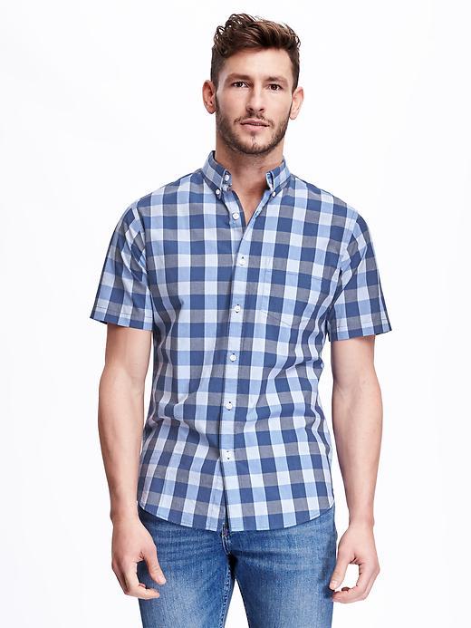 Old Navy Slim Fit Patterned Shirt For Men - Blue Buffalo