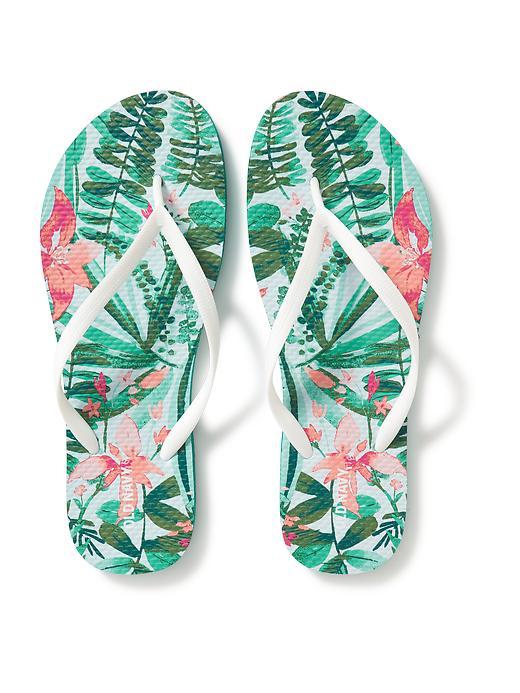 Old Navy Printed Flip Flops For Women - Bright White