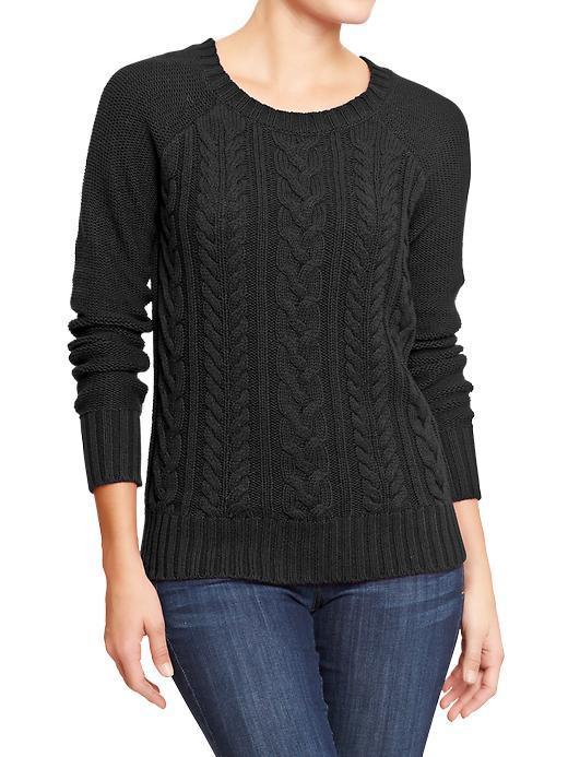 Old Navy Old Navy Womens Cable Knit Crew Sweaters - Black Jack