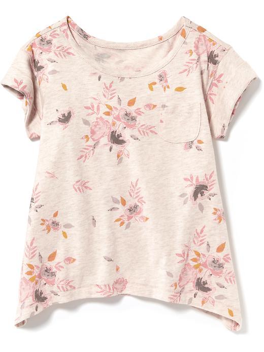 Old Navy Floral Print Sharkbite Hem Tee - Pink Floral
