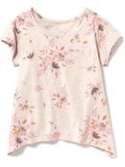 Old Navy Floral Print Sharkbite Hem Tee - Pink Floral