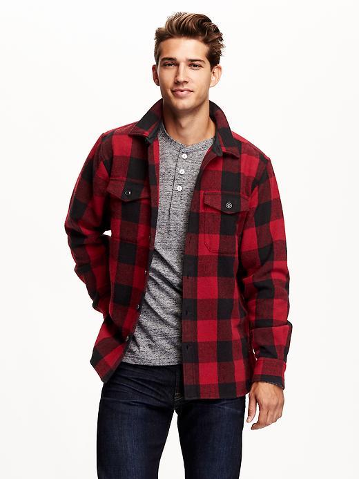 Old Navy Mens Plaid Wool Blend Jacket Size Xxl Big - Red Buffalo Plaid