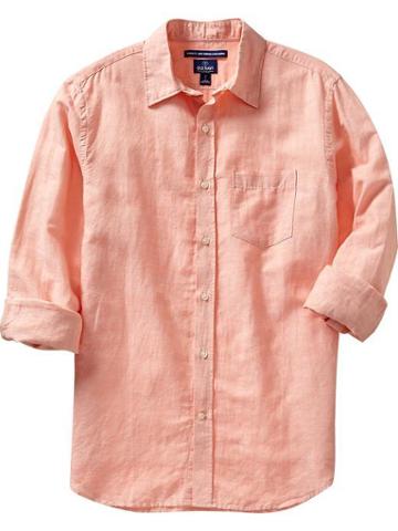 Old Navy Old Navy Mens Regular Fit Linen Blend Shirts - Organic Peach