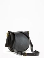 Old Navy Faux Leather Saddle Purse For Women - Black