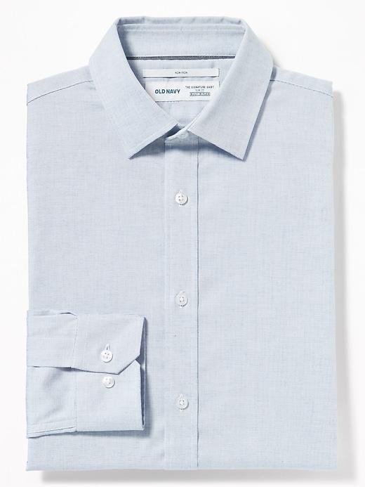 Old Navy Mens Slim-fit Built-in Flex Signature Non-iron Shirt For Men Fresh Air Blue Dobby Size Xl
