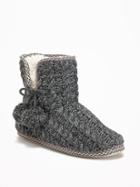 Old Navy Cable Knit Slipper Booties For Women - Charcoal Grey
