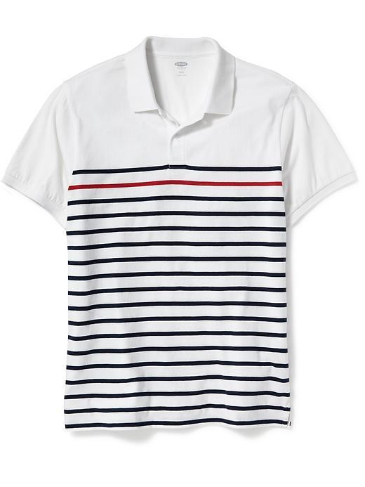 Old Navy Striped Jeresy Polo For Men - Bright White