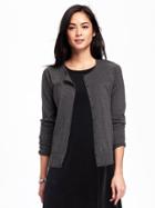 Old Navy Classic Crew Neck Cardi For Women - Graphite Heather