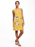 Old Navy Sleeveless Cutout Back Shift Dress For Women - Yellow Floral