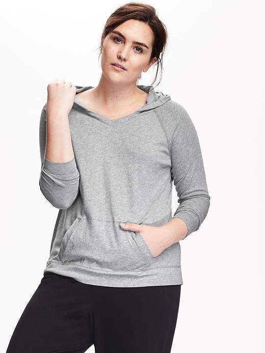 Old Navy Womens Plus Hooded Tee - Heather Grey