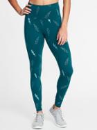 Old Navy Womens High-rise Printed Compression Leggings For Women Green/lightning Bolt Print Size Xs