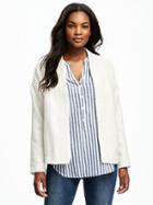 Old Navy Open Front Stand Collar Jacket For Women - Cream Of Wheat