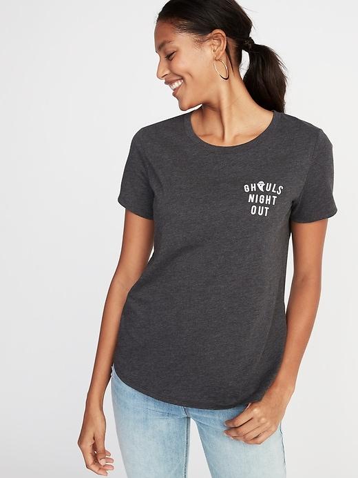 Old Navy Womens Everywear Halloween-graphic Tee For Women Ghouls Night Out Size Xs
