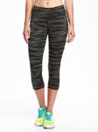 Old Navy Go Dry Mid Rise Printed Compression Crop For Women - Green Camo