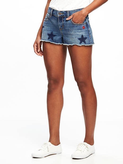Old Navy Star Patch Denim Cutoffs For Women 2 1/2 - Shooting Star