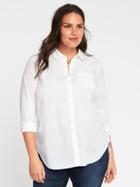 Old Navy Womens Clean-slate Classic Plus-size Shirt Bright White Size 1x
