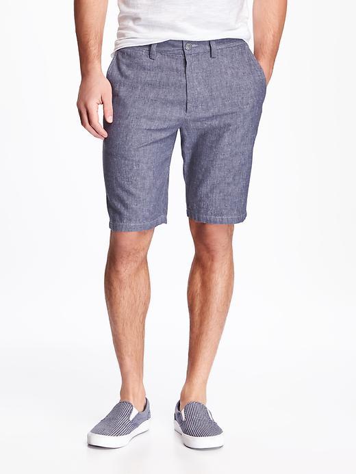 Old Navy Herringbone Slim Fit Ultimate Shorts For Men - Chambray Blue