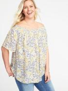 Old Navy Womens Plus-size Off-the-shoulder Smocked Top Ditsy Floral Size 2x