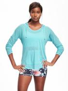 Old Navy Go Dry Slub Knit Hoodie For Women - Icy Aqua