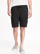 Old Navy Elasticized Waist Cargo Jogger Shorts For Men - Black