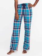 Old Navy Patterned Poplin Sleep Pants For Women - Turquoise Plaid