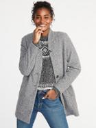 Old Navy Womens Textured Boucl Button-front Coat For Women Heather Gray Size L