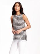 Old Navy High Neck Swing Sweater Tank For Women - Black Stripe Top