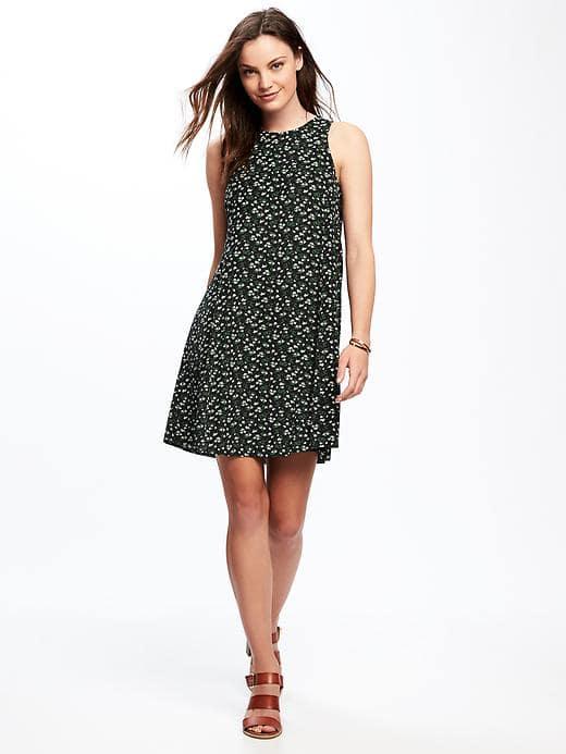 Old Navy Poplin Swing Dress For Women - Black Floral