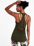 Old Navy Womens Cutout-back Performance Tank For Women Royal Pine Size Xl