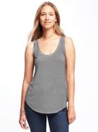 Old Navy Luxe Curved Hem Tank For Women - O.n. New Black Stripe