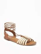 Old Navy Lace Up Huarache Sandals For Women - Bone