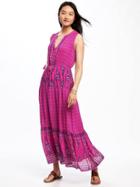 Old Navy Tiered Maxi Dress For Women - Pink Print