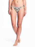 Old Navy Floral String Bikini Bottoms - Green Chevron