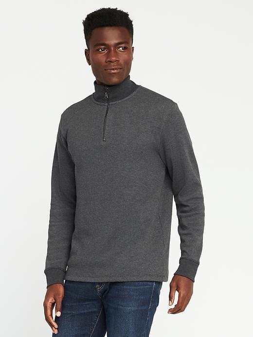 Old Navy Mens Double-knit 1/4-zip Pullover For Men Black Size S