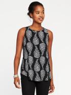 Old Navy Luxe Printed High Neck Swing Tank For Women - Black Print