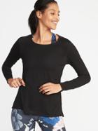 Old Navy Womens Lightweight Mesh-back Performance Top For Women Black Size S