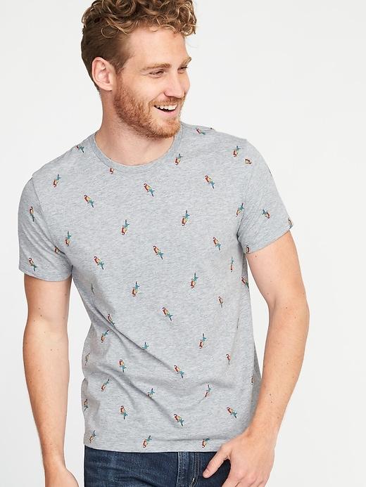 Old Navy Mens Soft-washed Printed Crew-neck Tee For Men Parrots Size Xxl