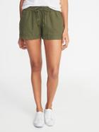 Old Navy Womens Mid-rise Linen-blend Shorts For Women - 4 Inch Inseam Hunter Pines - 4 Inch Inseam Hunter Pines Size M