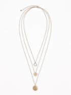 Old Navy Womens Pav-disc Layered Necklace For Women Gold Size One Size