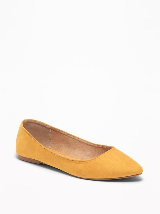 Faux-suede Pointy Ballet Flats For Women