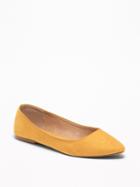 Faux-suede Pointy Ballet Flats For Women